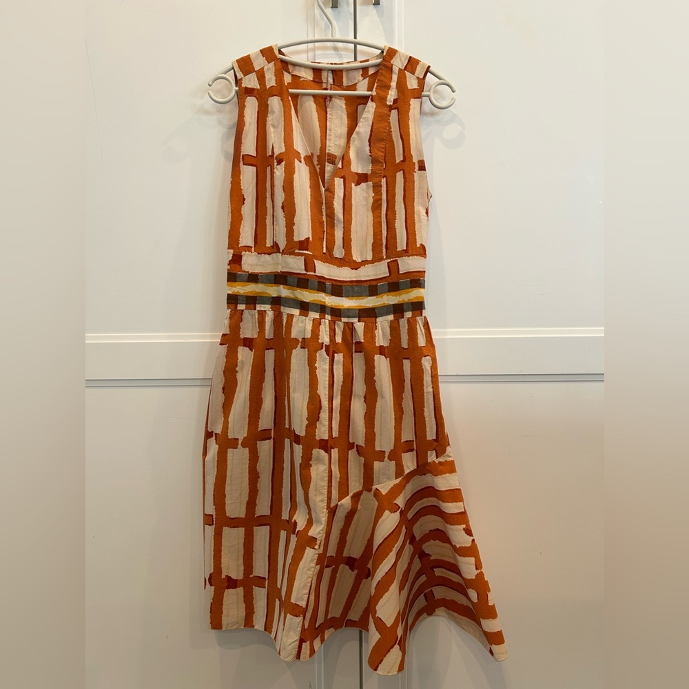 Marni Rust and Cream Sleeveless Patterned Casual Dress
